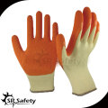 SRSAFETY 10 gauge yellow polycotton liner coated orange latex palm glove,working glove for winter